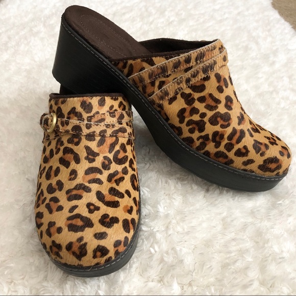 Lands' End Shoes - Lands End Calf Hair Leopard Print heel mules clogs